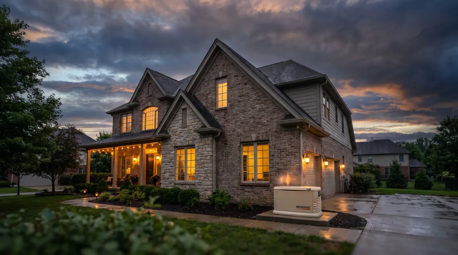 Illustrative home with an exterior standby generator